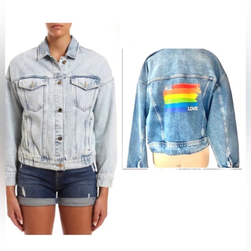 MAVI Linda 90’s Bleached 90’s all love‎ Denim Trucker jean Jacket size small new
